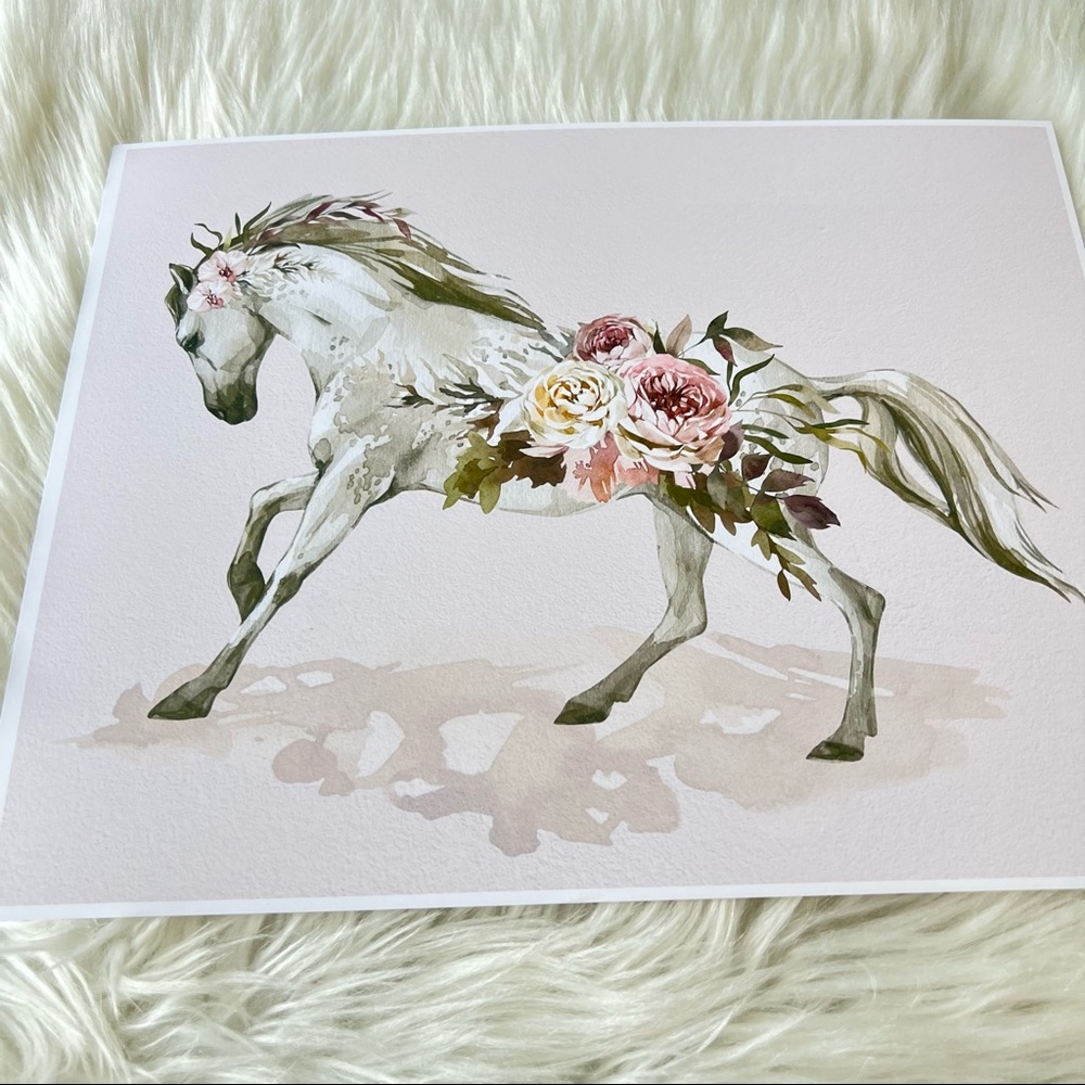 Floral Horse Watercolor Illustration Wall Art Print Poster Unframed - Picture 12 of 16